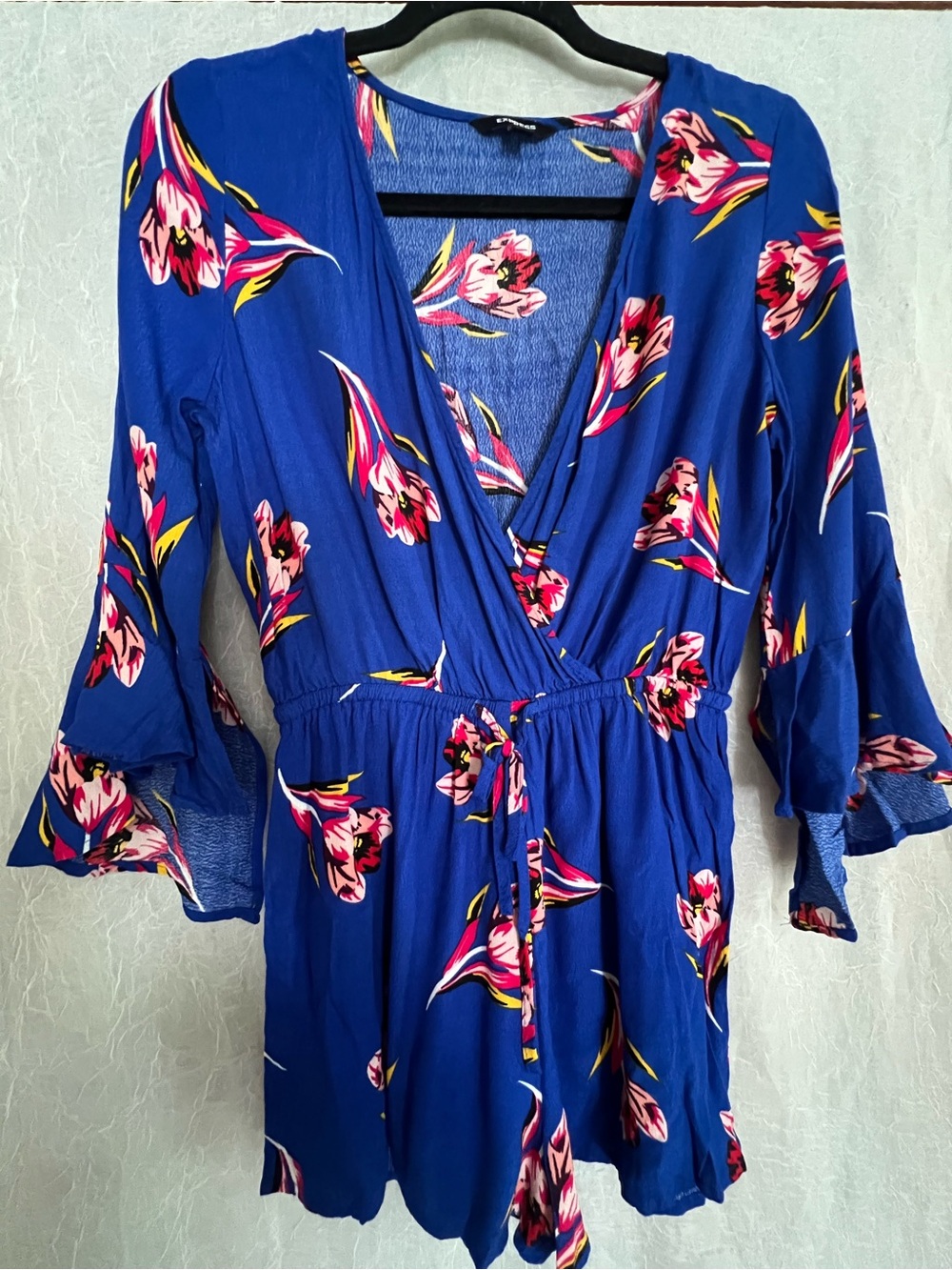 EXPRESS blue & pink floral summer romper